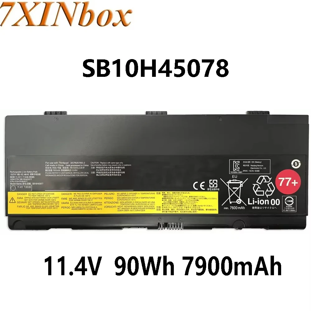 7XINbox SB10H45078 01AV477 11.4V 90Wh 7900mAh Battery for Lenovo P50 P51 P52 00NY493 00NY492 77+