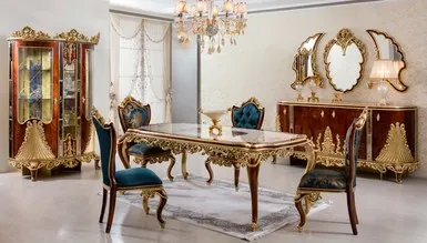 Noble Wood  Luxury Set Furniture Noble Dining Sets Classic Home Furniture Antique Wooden Carving Wood Center Table Set