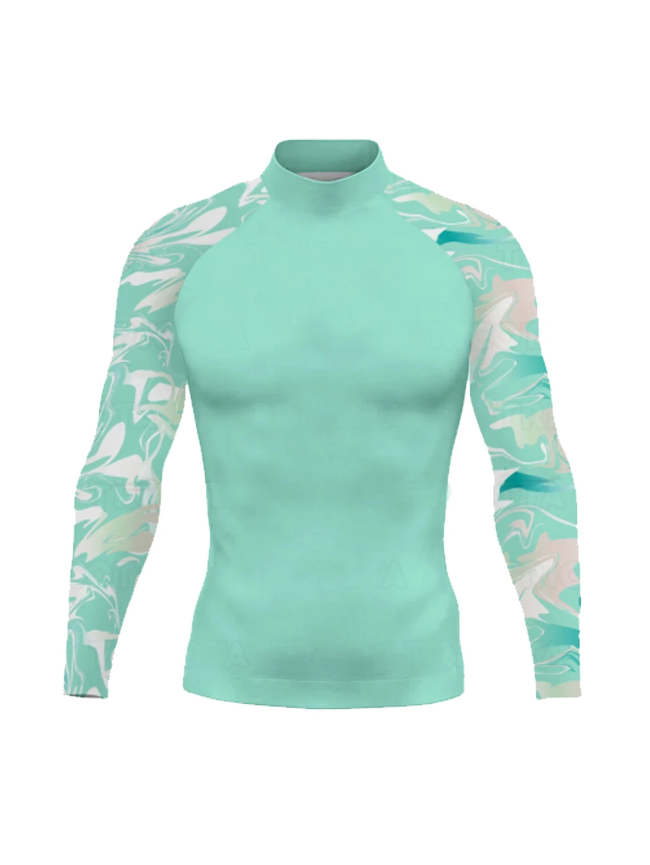 قمصان سباحة رجالية بأكمام طويلة للحماية من الشمس، تي شيرت سريع الجفاف، قمصان رياضية للجري #4