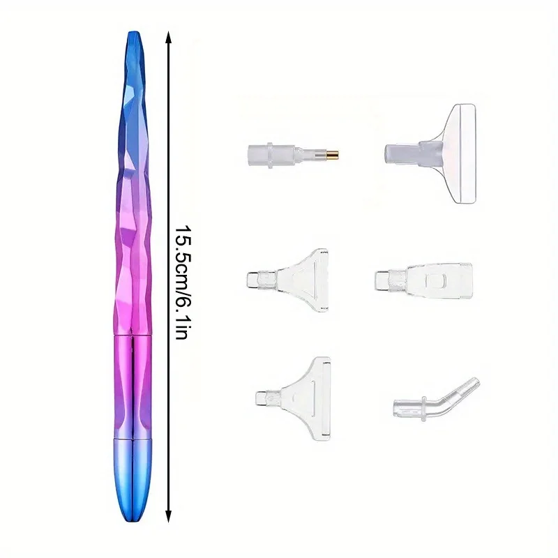 Gradient Diamond Painting Pen Set with 6 Pen Tips, DIY Art Craft Accessories, Christmas Gift for Painting Lovers