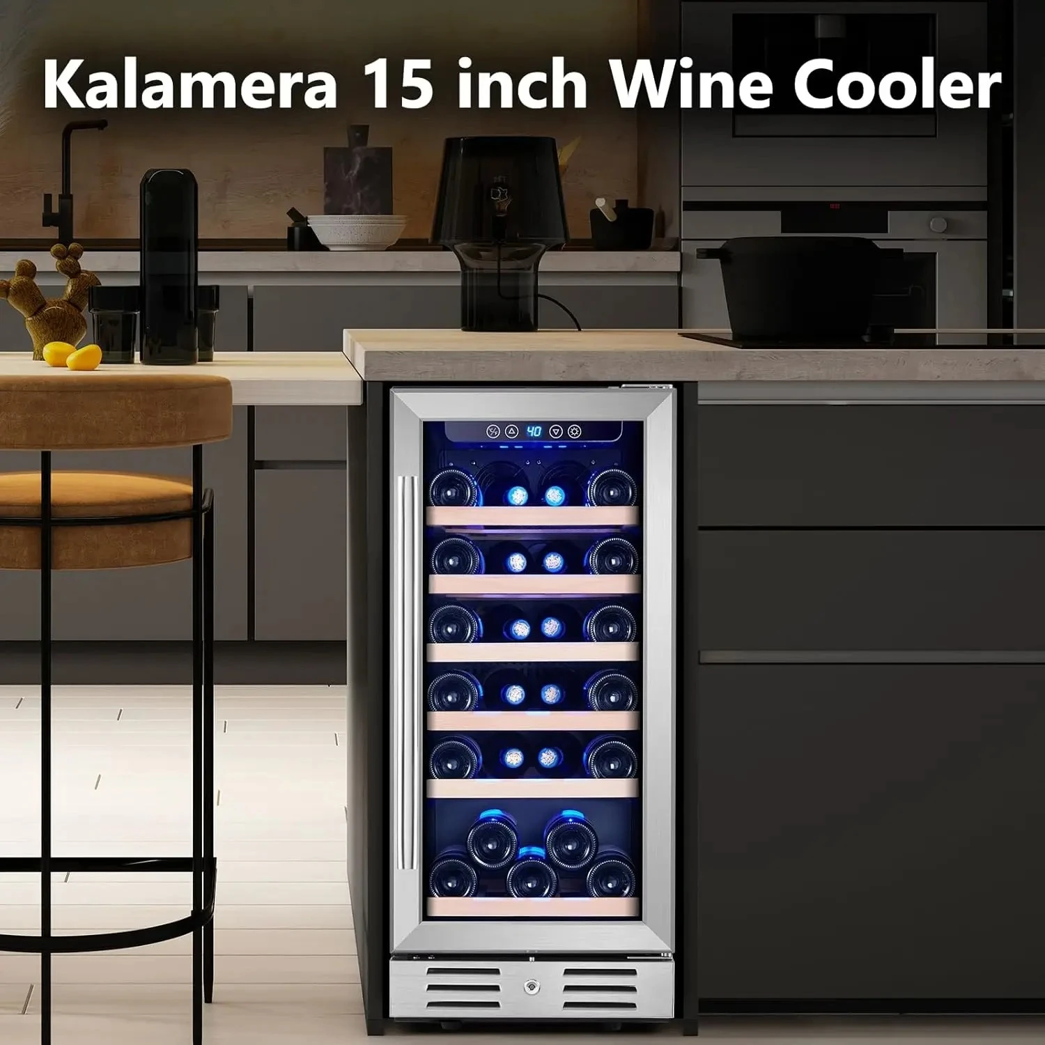 15 Inch 29 Bottle Wine Cooler 40-66℉ Digital Temp Control Temp-Memory Built-in Freestanding Home Bar Kitchen, Customized