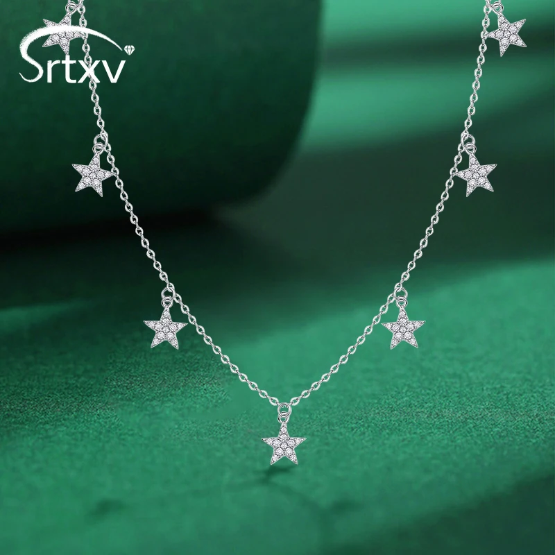 

Full Moissanite Pendant Necklace Five-pointed Star Woman S925 Silver Neck Chain Plated 18K Gold Wedding Party Gifts Jewelry GRA