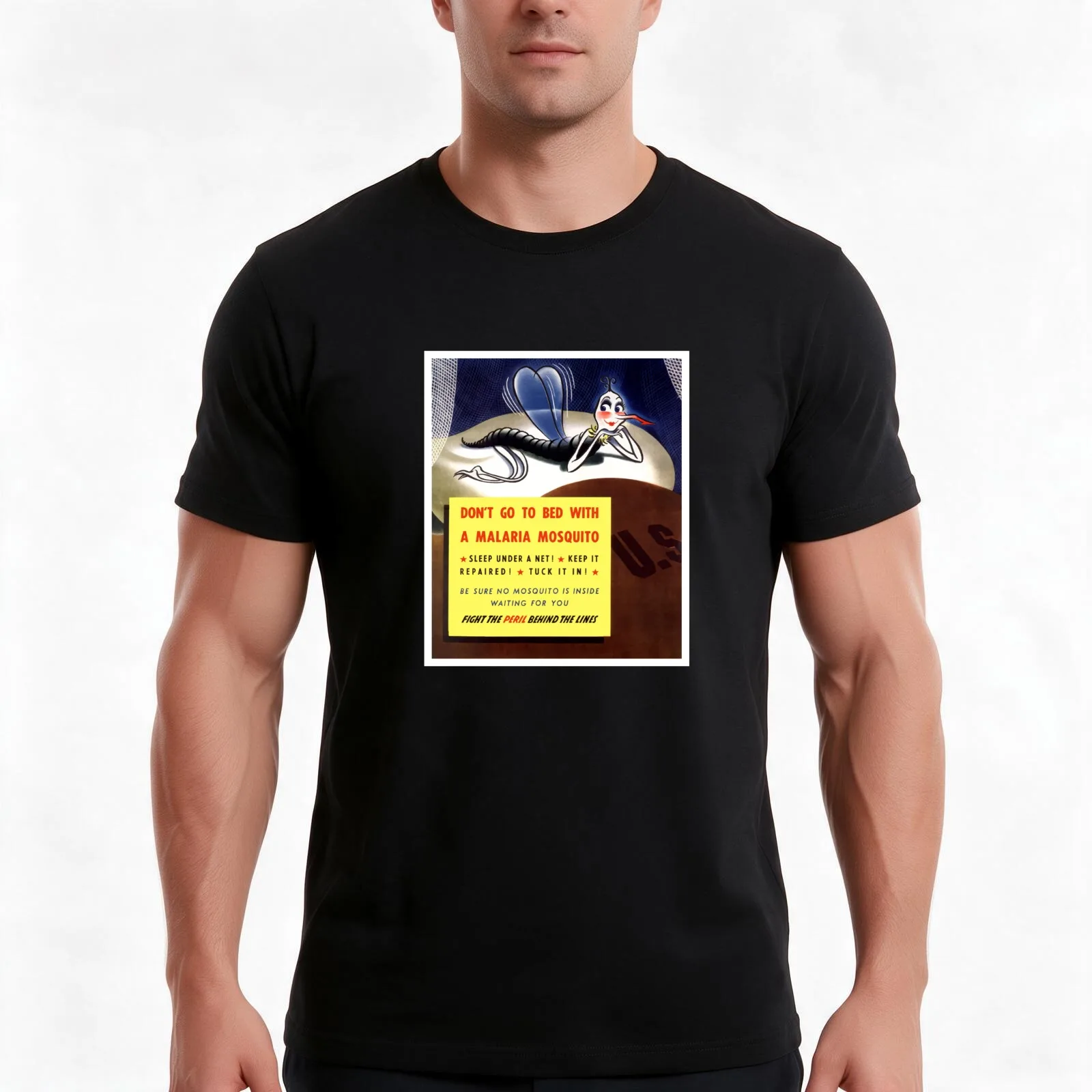 Don't Go To Bed With A Malaria Mosquito T-Shirt Summer Casual Cotton Tee Oversized Streetwear Tops Vintage Graphic Print