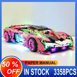 KBOX 10246 New 3358Pcs Rambo Pink RC Car  Model 1:8  MOC High-Tech Super Speed Blocks Bricks Educational Toy Birthday Gifts