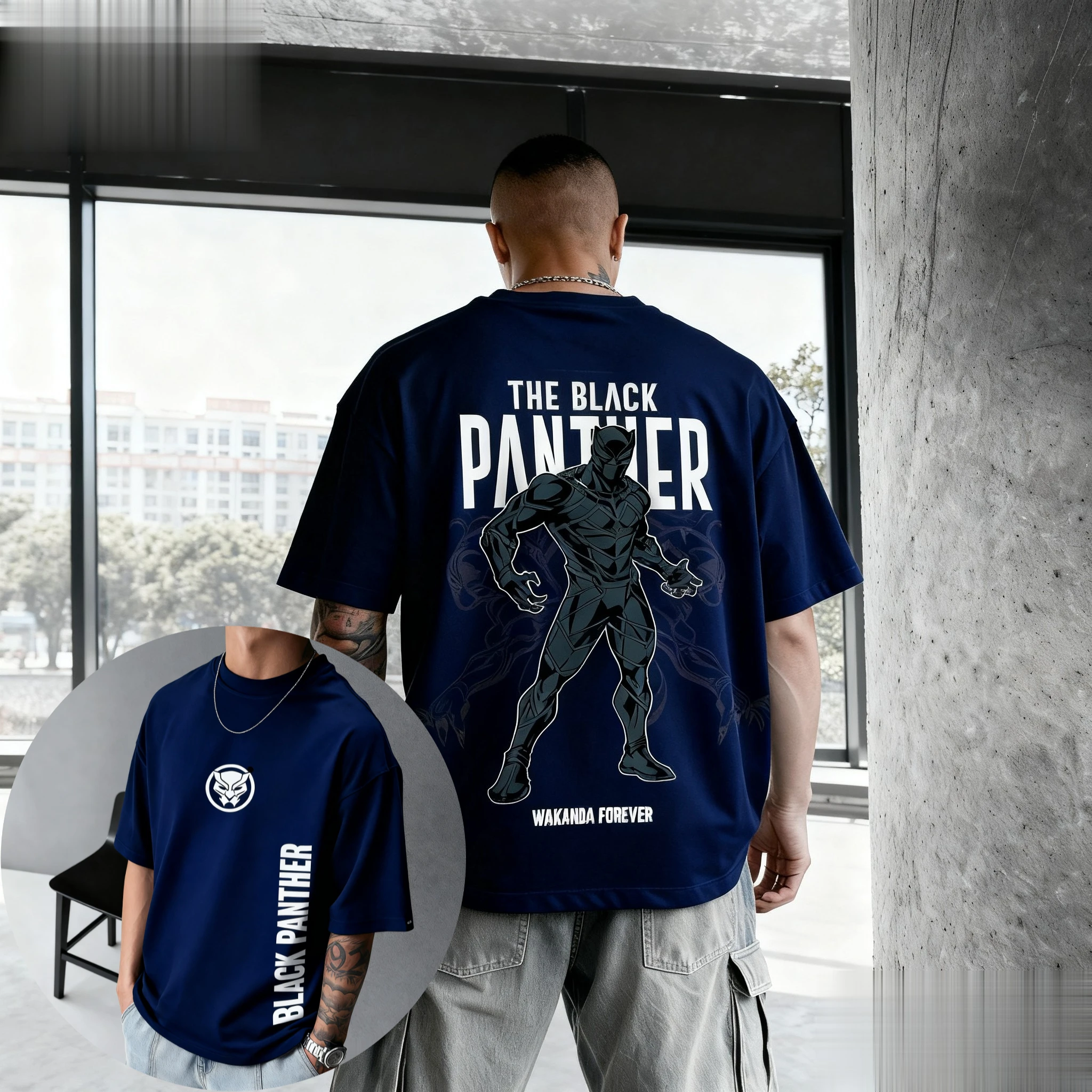 تي شيرت مارفل بلاك بانثر واكاندا للأبد جرافيك تي شيرت رجالي بأكمام قصيرة مطبوع عليه خارقة ملابس غير رسمية تي شيرت صيفي عصري #4