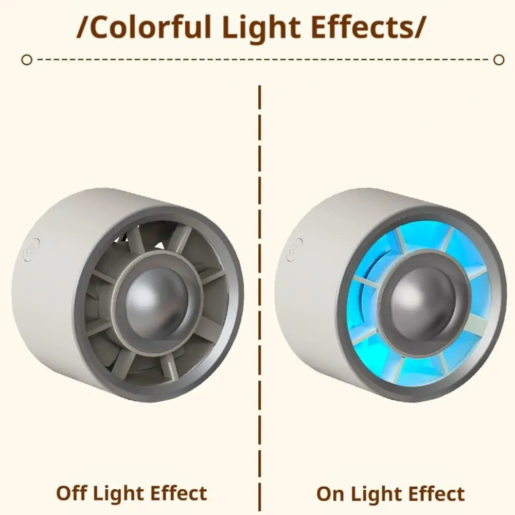 Car Air Vent Mini Fan with Colorful LED Light Quiet 360 Rotation USB Cooling Fan Portable Car Interior Cooler Accessory view 4