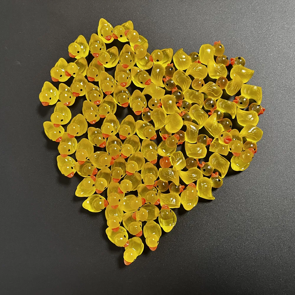 50Pcs Mini Yellow Ducks Luminous Duck Ornament Miniature Figures Tiny Duck Micro Fairy Garden Landscape Fairy Garden Home Decor