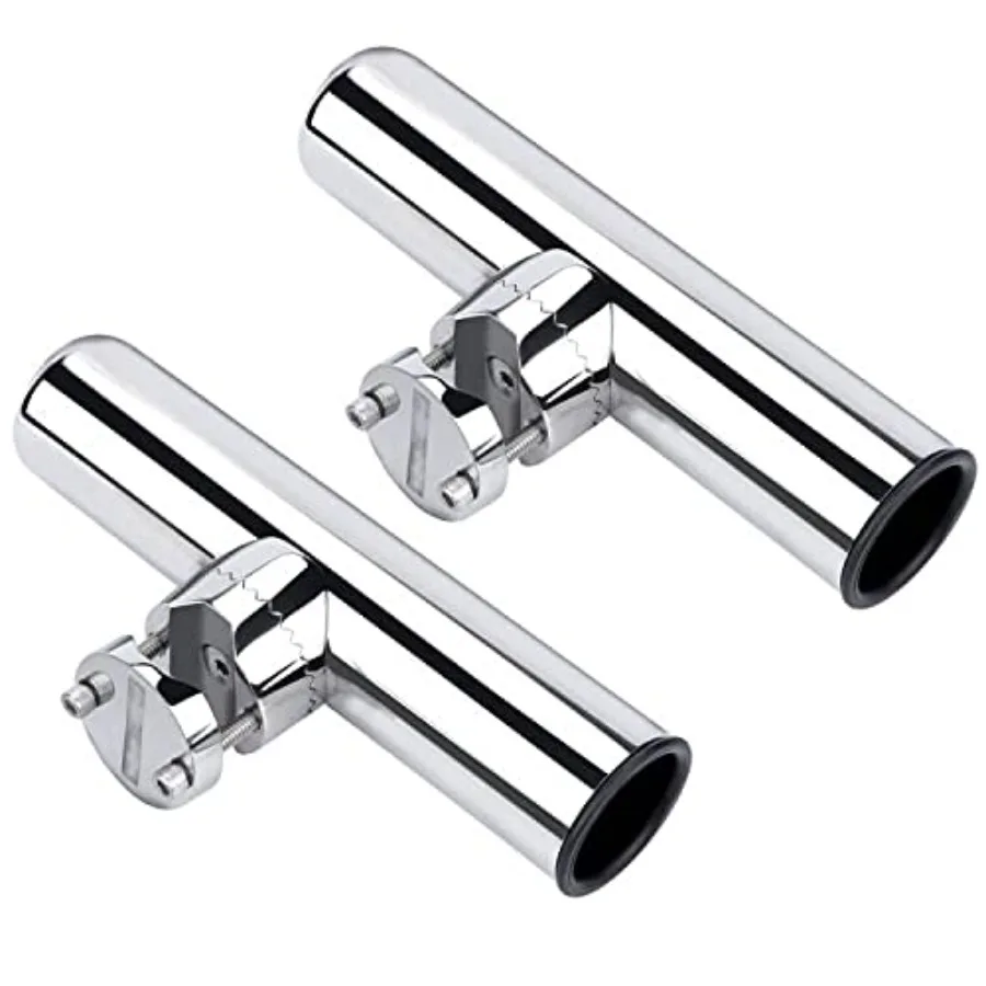 

Fishing Rod Holders for Boat 2 Pack Stainless Steel Rail Mount Rod Holders Clamp on 1" to 1-1/4" Rail for Fishing Boats Kayaks