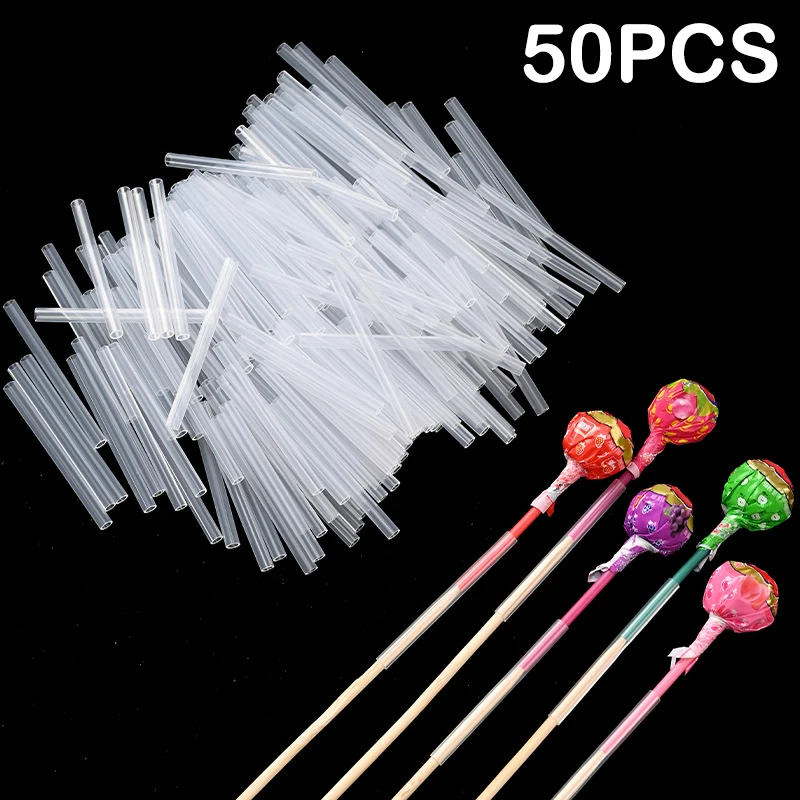 50pcs Lollipop Fixed Sleeve Lollipop Holder DIY Lollipop Bouquet Stand Connecting Tube Fixation Stand Floral Arrangement Tool