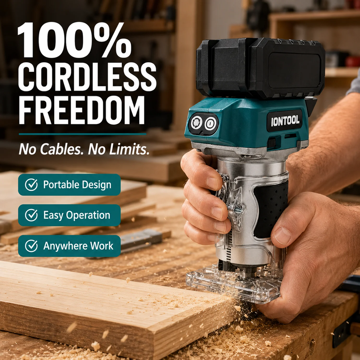 IONTOOL 780W 30000RPM Brushless Cordless Trimmer Router Bare Unit for Wood Carving Slotting DIY Woodworking Tool
