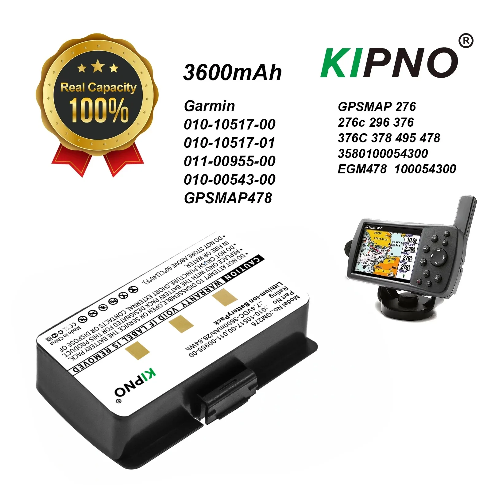 GPS Navigator Battery 3600mAh 010-10517-00 for Garmin GPSMAP 276,276c,296,376C, 378, 478,495,EGM478,010-00543-00,010-10517-01