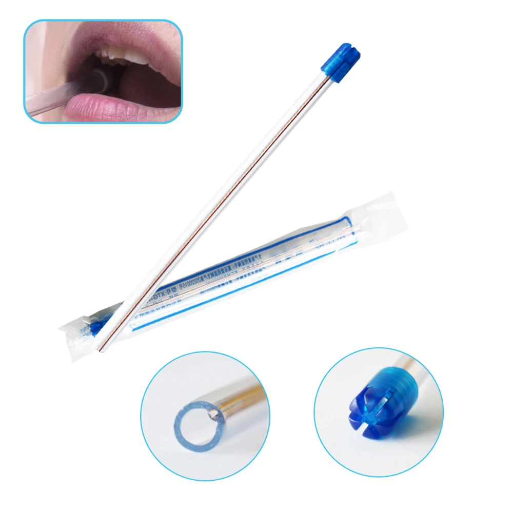 50Pcs Disposable Dental Saliva Ejector Low Volume Suction Aspirator Tube Blue Tip single package