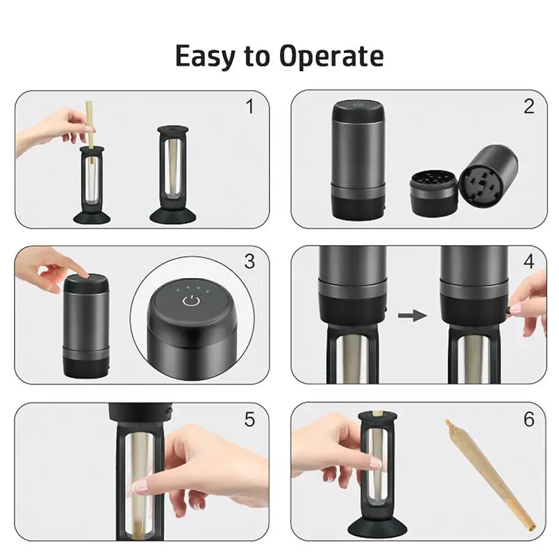 New 2 In 1 Electric Tobacco Grinder with Cigarette Filling Horn Tube Automatic Grinding Herbal Crusher Smoking Accessories