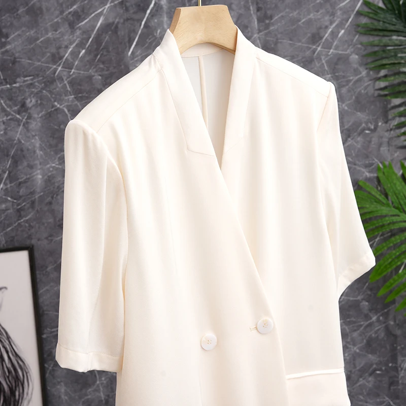 

Модная тонкая блузка с широкими плечами, короткий рукав, из ацетатного материала, для защиты от солнца, легкая верхняя одежда