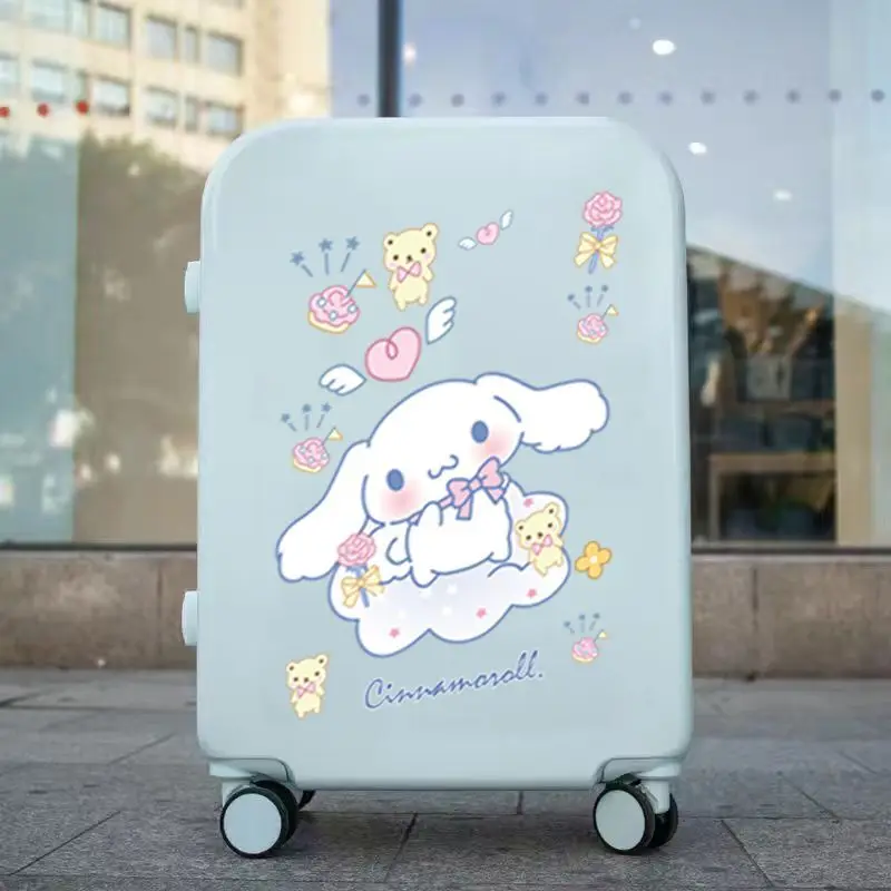 Sanrio Anime 20 Inch Suitcase Kawaii Cinnamoroll Durable Pull Rod Case Girl Heart Cute Cartoon Character Code Case Children Gift