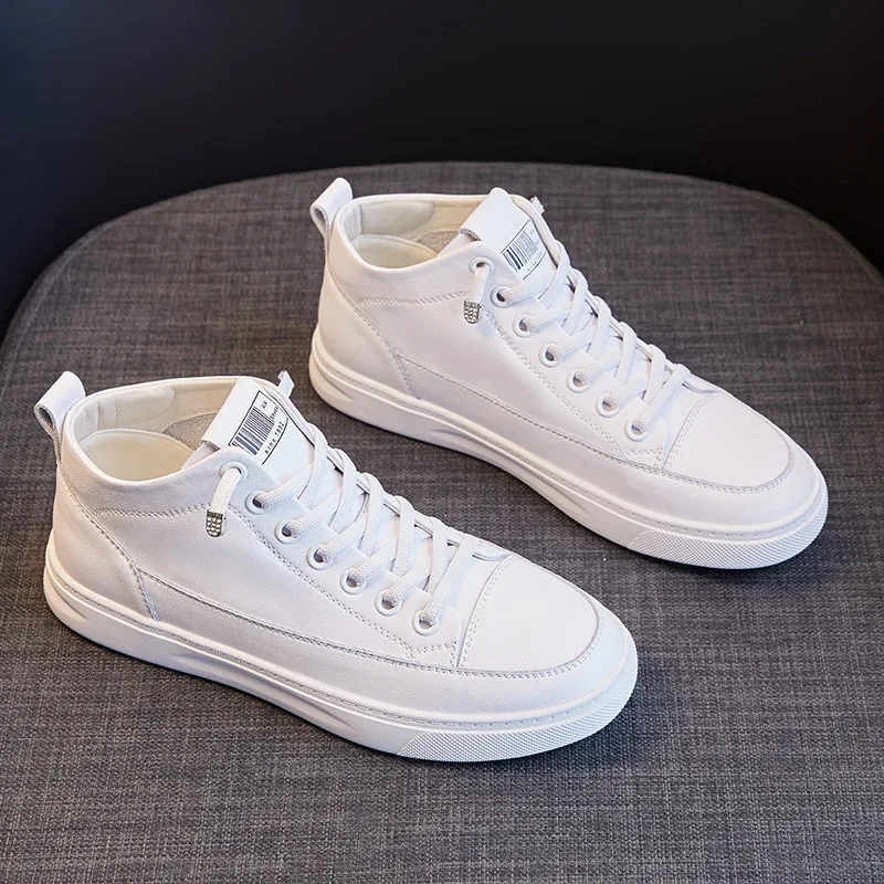 Women's High Top Sneakers Genuine Cowhide Leather Spring Breathable Versatile INS Panel Shoes Discount Processing Flat Heel