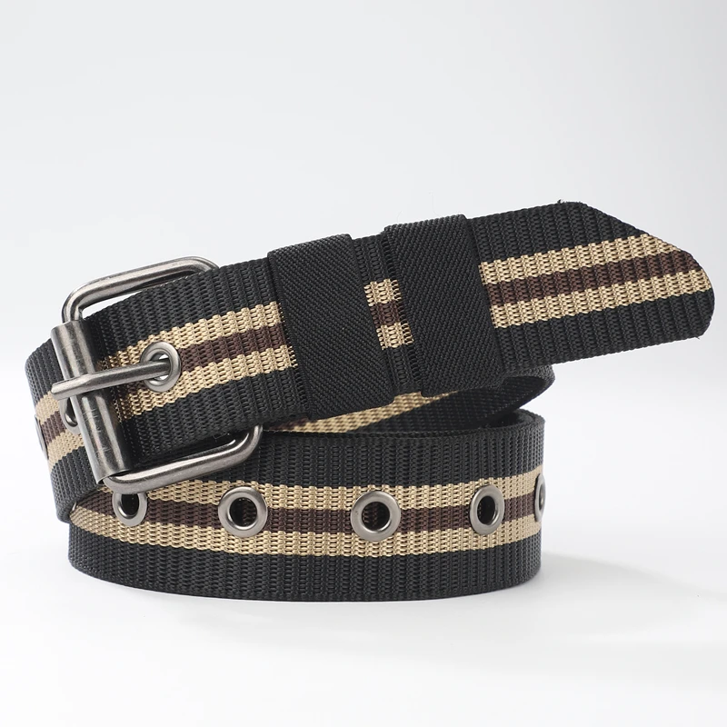 New men\'s extended needle buckle canvas waistband for middle-aged and young  outdoor nylon woven belt casual be