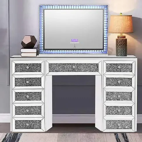 glass diamond wall dressing table bedroom dressing table multi-functional locker storage