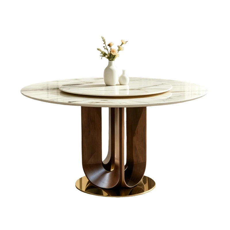 

Solid wood round marble dining table, dining table for home use, dining chair restaurant table and chair combination set