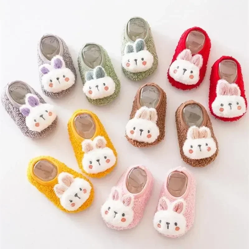 Warm Plush Baby Slippers for Boys & Girls Soft Anti-Slip Indoor Walking Shoes Toddler Floor Sock Autumn Winter Children's Footwe