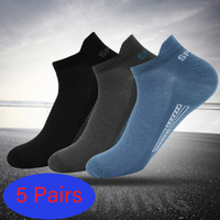 5 Pairs High Quality Men Ankle Socks Breathable Cotton Sports Socks Mesh Casual Athletic Summer Thin Cut Short Sokken Size 38-46