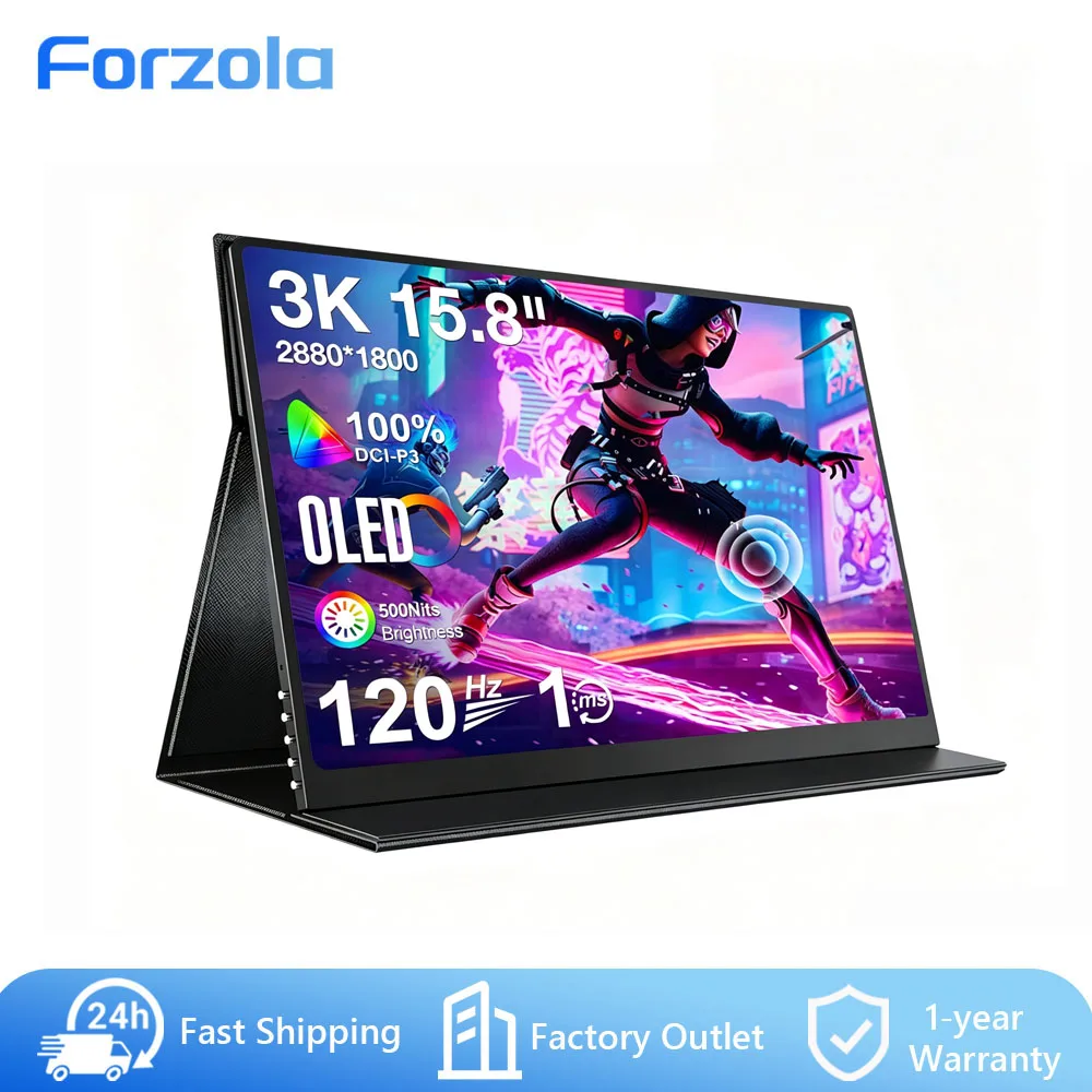 15.8inch 120Hz OLED Gaming Monitor Portable 3K 2880x1800 100% DCI-P3 USB-C Ultra-Slim Screen Display for Mac Laptop Ps4 Ps5 Xbox