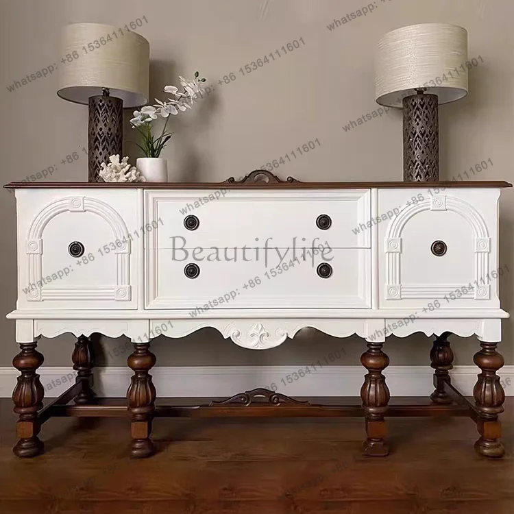 

contrasting color solid wood porch cabinet, living room carved decorative cabinet, antique dining side cabinet