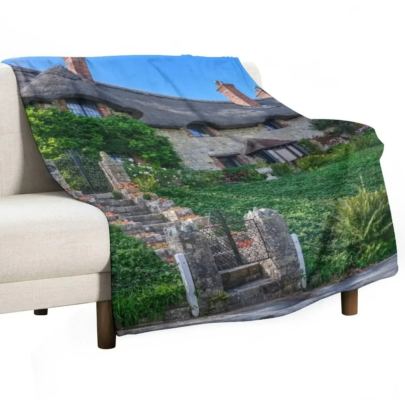 

Hill Cottage Godshill IOW Throw Blanket Furry Camping valentine gift ideas Retros Blankets