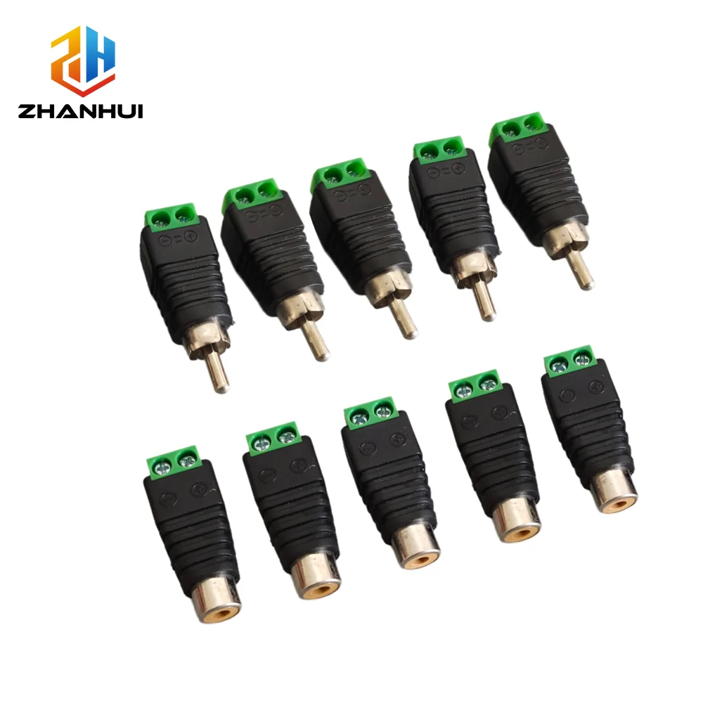 4/10Pcs RCA Male Plug & Female Socket to Terminal Block Adapter - for AV Audio Video CCTV Camera Speaker Wire Connection