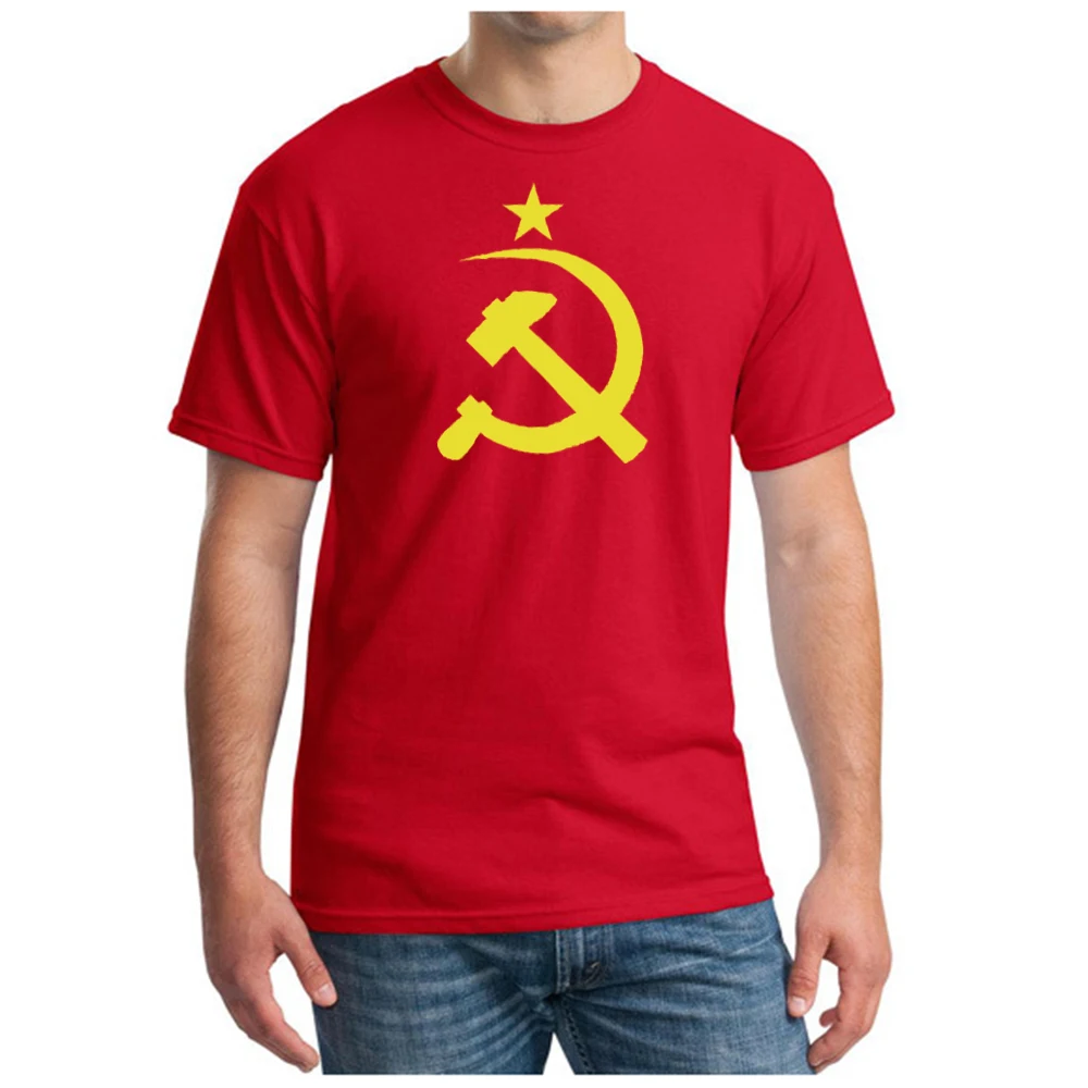 T Shirt Man Soviet Hammer and Sickle Summer Casual Printing Short Comfortable O-neck Russia