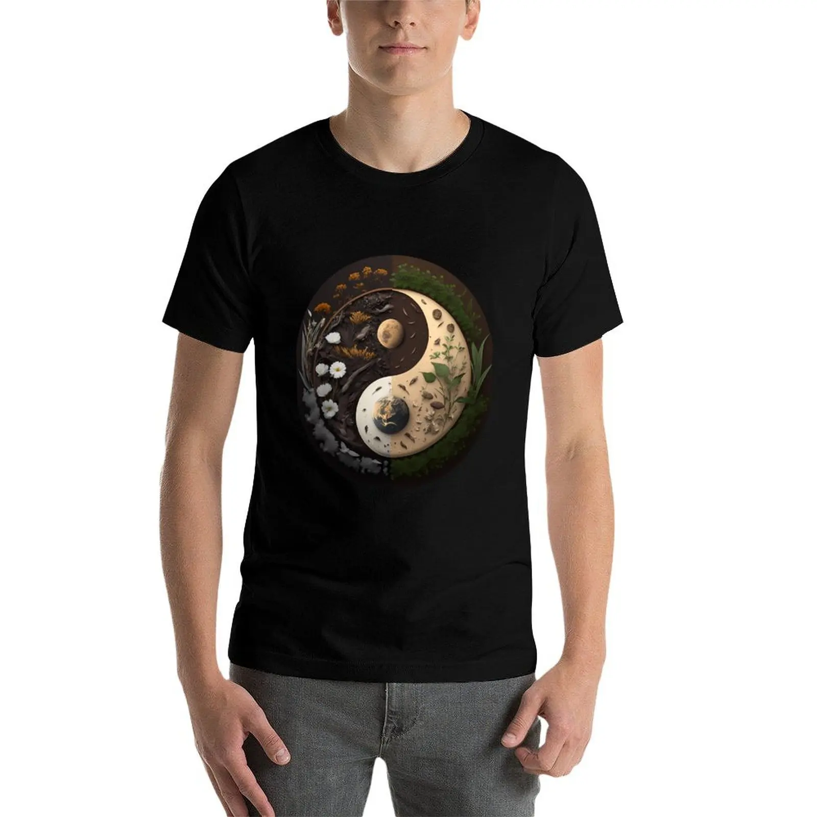 soil and plant ying yang T-Shirt man t shirt graphic cotton t shirts man 100%