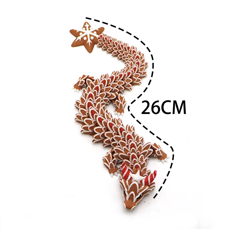 Christmas Gingerbread Dragon Figure, 3D Printed Cookie Dragons, Christmas Atmosphere Ornament, Garden Decorations, Office Decora
