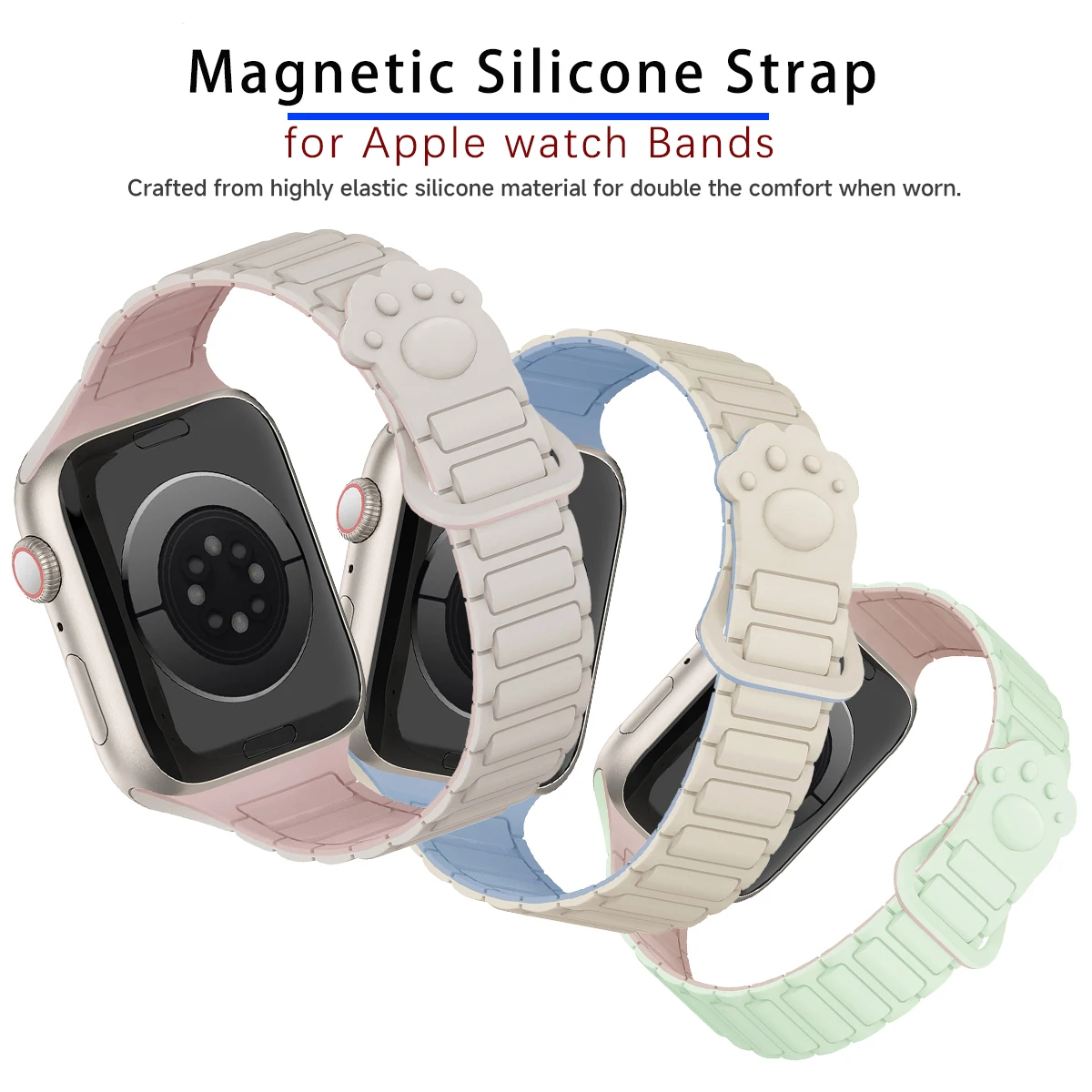 

Магнитный силиконовый ремешок для Apple Watch Ultra 3 2 49 мм 46 мм 42 мм 45 мм 44 мм 40 41 мм Ремешок IWatch Series 11 10 9 8 7 6 SE Браслет