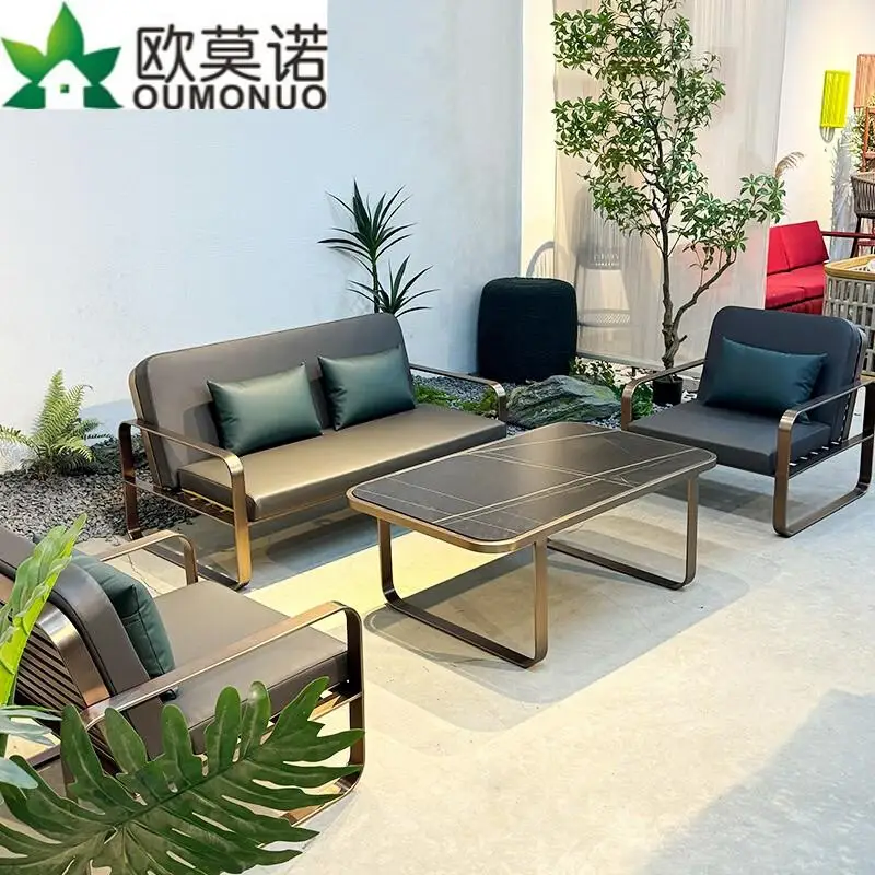 

Nordic outdoor sofa courtyard villa terrace outdoor balcony garden sun room stainless steel coffee table combination furniture