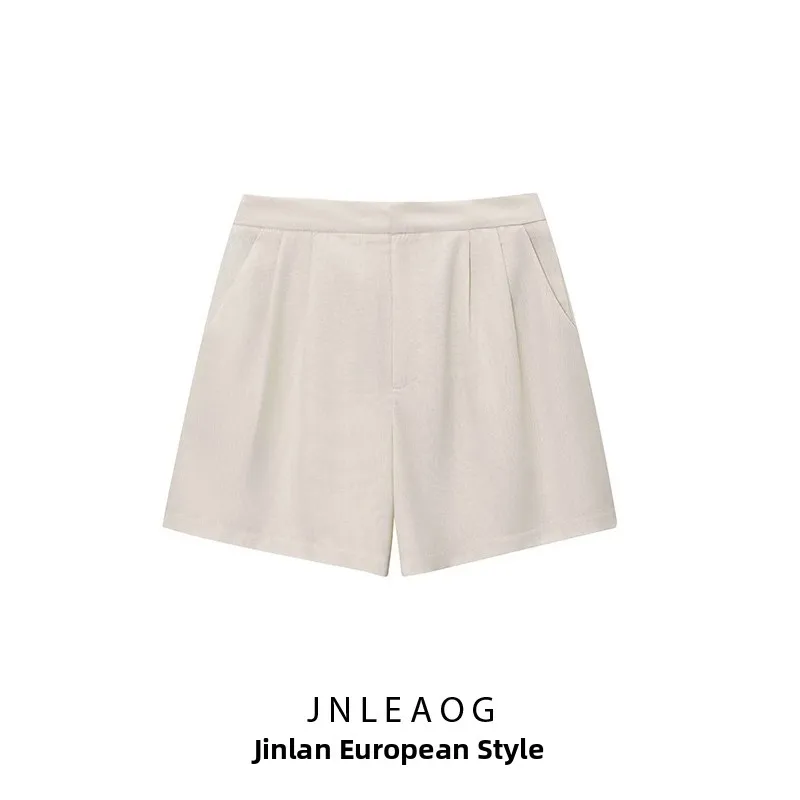 

JNLEAOG Модные повседневные женские шорты из смесового волокна, плиссированные, весна-новинка, модель 3528709, женские, из полиэфирного волокна, с завышенной талией