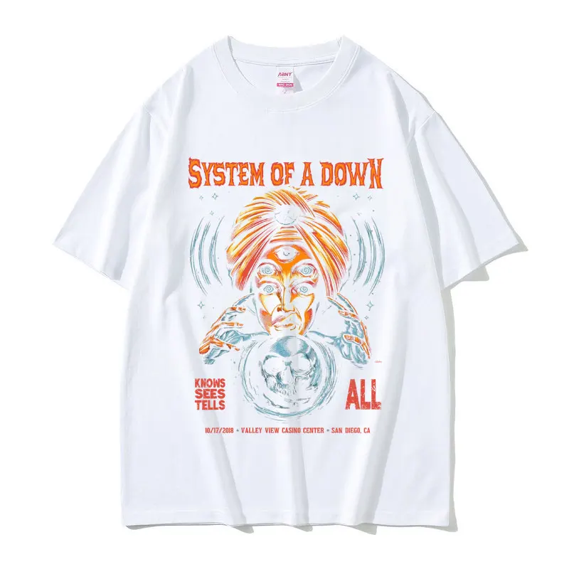 

90s Alternative Metal Rock Band System of A Down Skeleton Graphic T-shirt Summer Men Women Casual Oversized Short Sleeve T Shirt