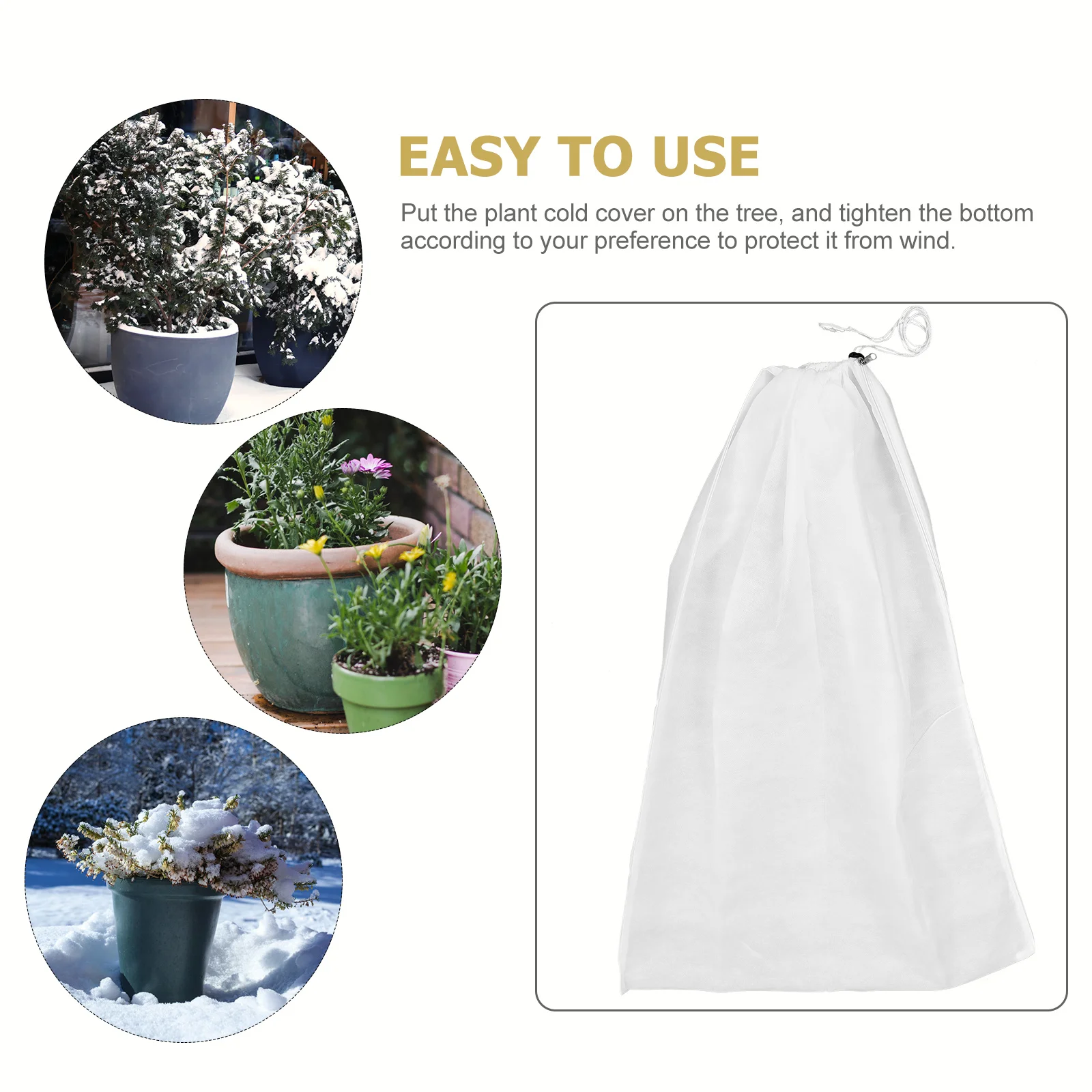 

2Pcs Anti-Freezing Plant Covers Greenhouse Non-Woven Fabric Drawstring Frost-Proof Protective Planter Windproof Covers
