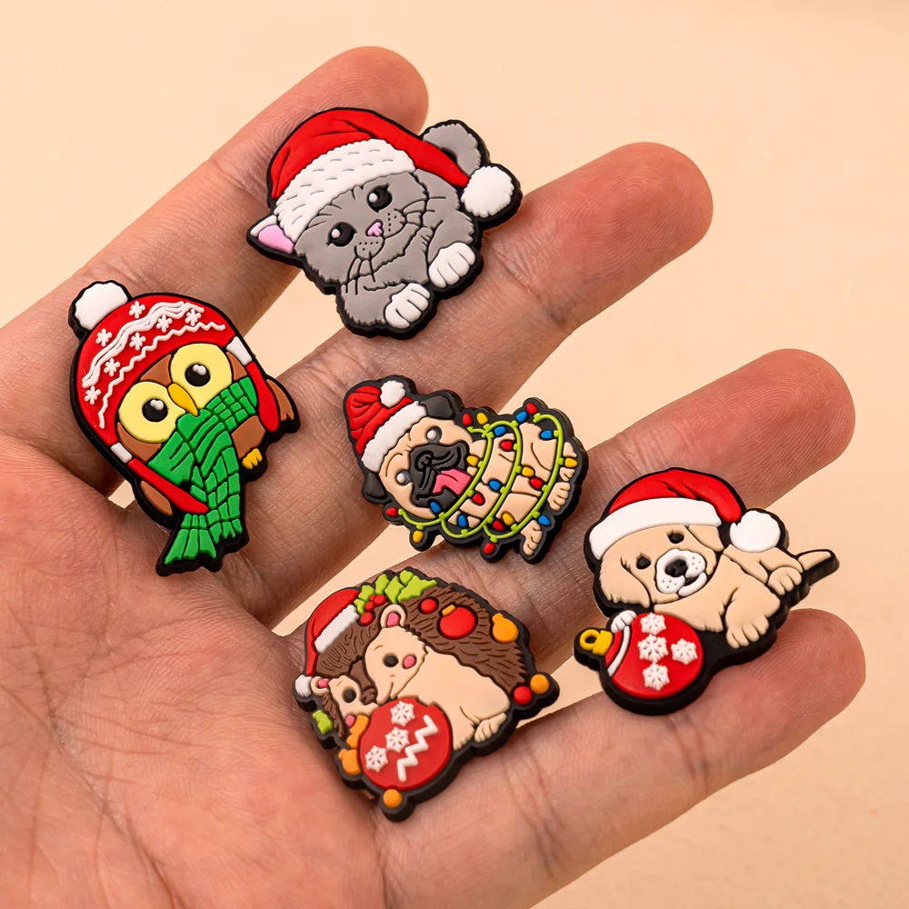 1/10 Stück Weihnachten Tier Pins für Kinder Männer Frauen Schuh Charms Weihnachten Hut Hirsch Katze Hund Party Zubehör Schuh Dekorationen Schnalle – Detail 6