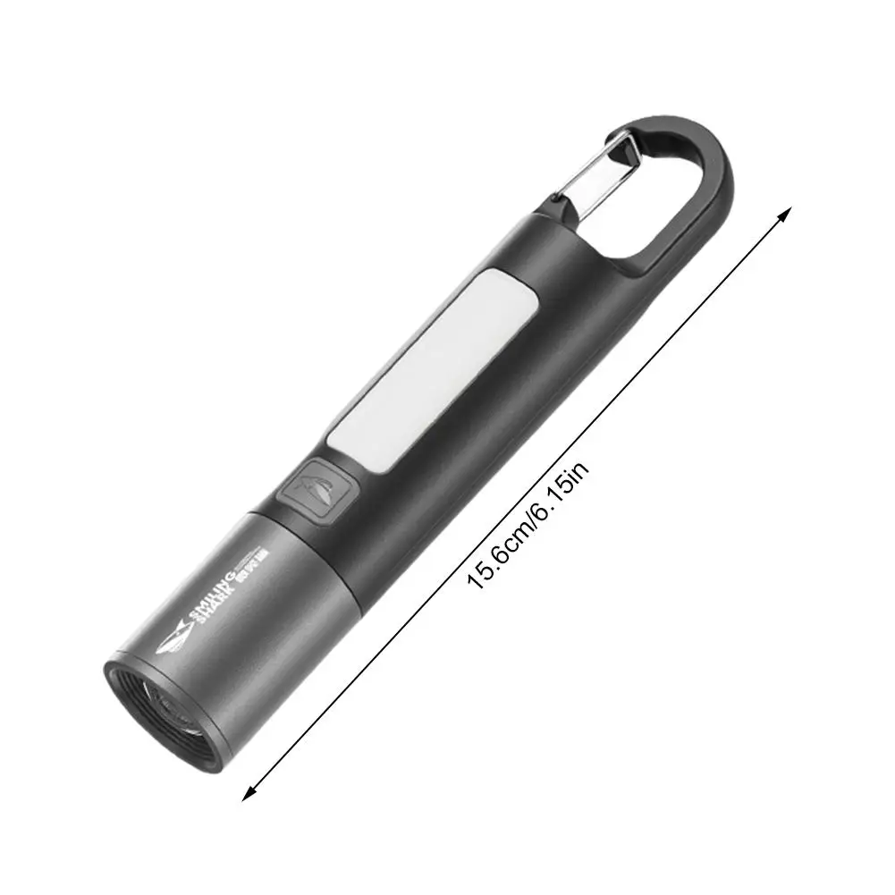 Portable Super Bright LED Flashlight SMILING SHARK USB Rechargeable With Hook Zoomable Torch Mergency Lantern New