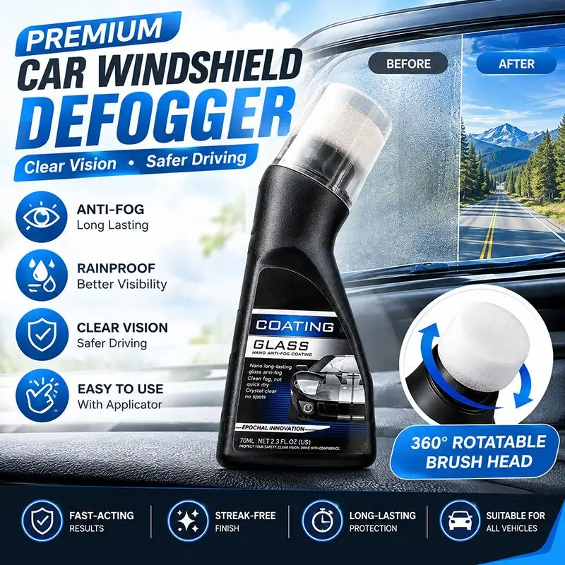 70ML Car Windshield Defogger Anti Fog Glass Cleaner Motorcycle Helmet Visor Applicator Brush Car Glass Anti-Fog Coating Agent