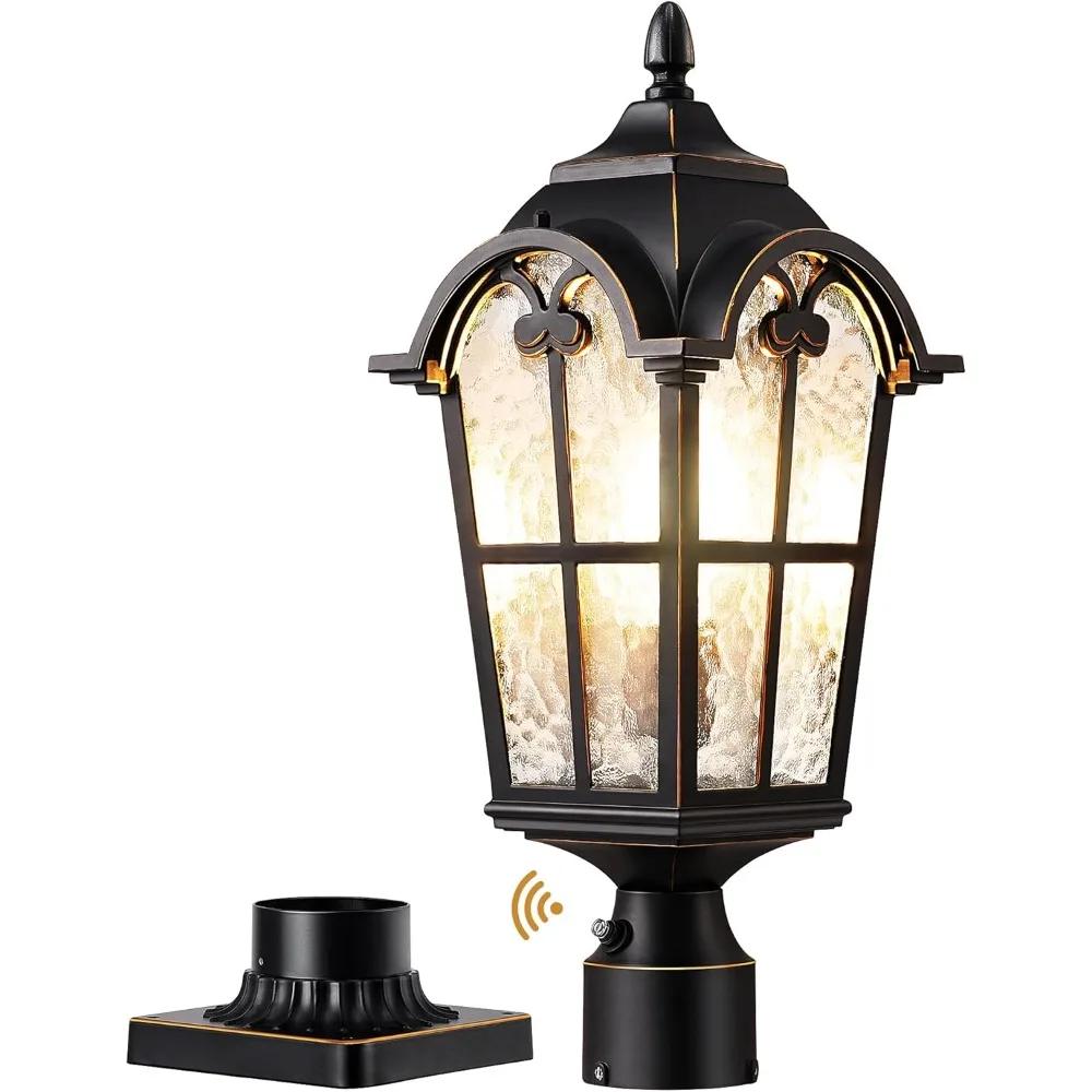 

Large Size Dusk to Dawn Outdoor Post Light, 21.9'' H Pole Light Fixture with Pier Mount Base, Waterproof Exterior Lamp Post