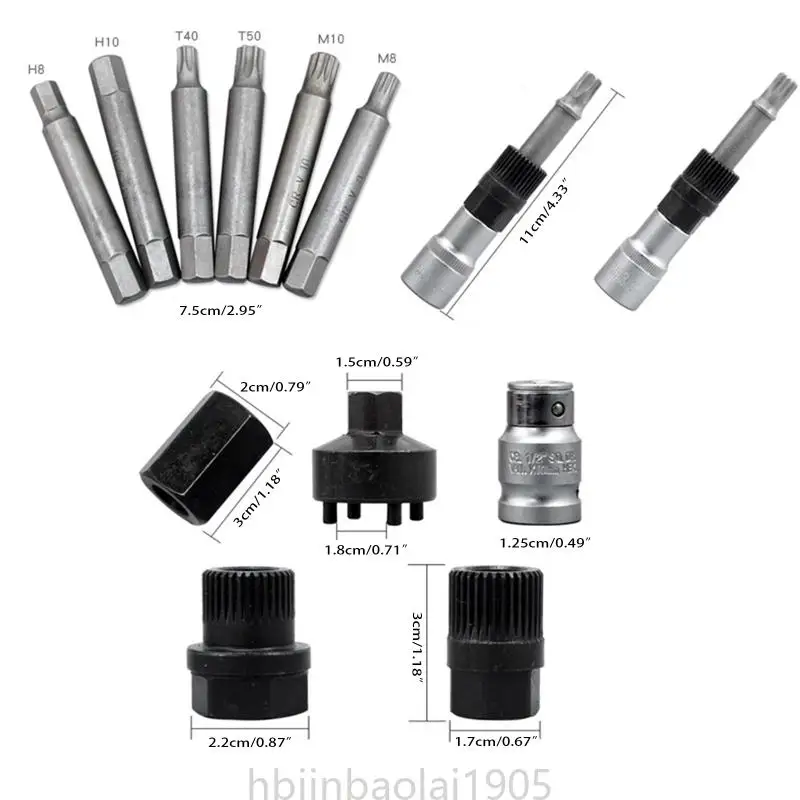 E74E Alternador Wheel Wheel Polleler Remoção Motor Auto Ferramenta Conjunto ferramentas com armazenamento para caixa