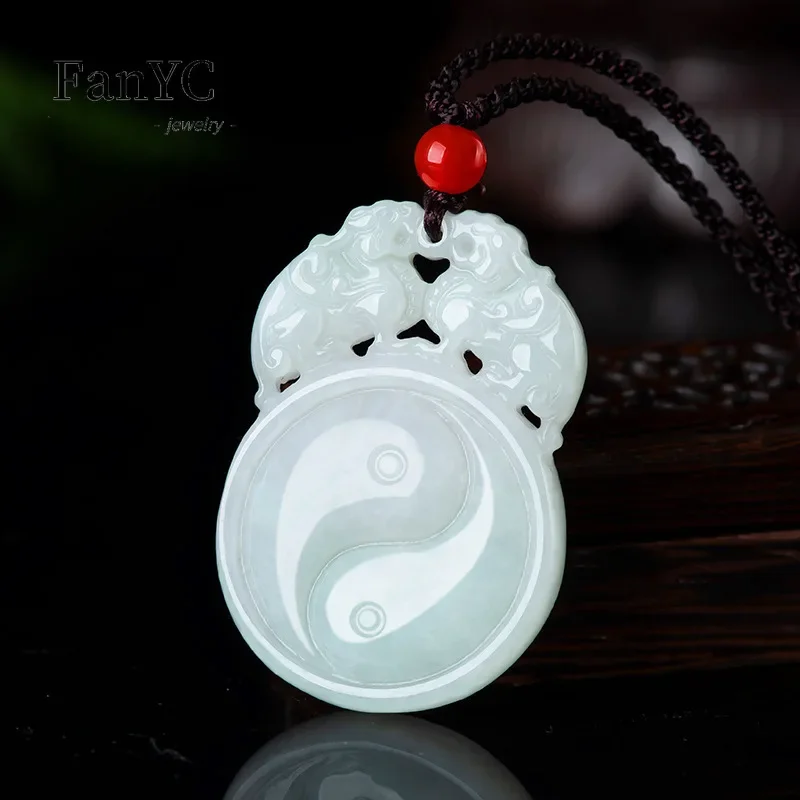 

Myanmar Jade Hollow Double Brave Gossip Amulet Pendant Hand-carved Exquisite Luxury Ice Jade Necklace Men and Women Holiday Gift