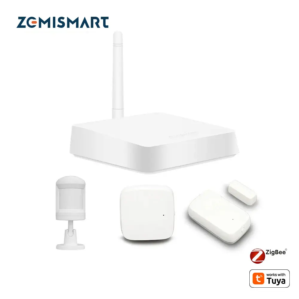 Zemismart Zigbee Hub Smart PIR Sensor Door Sensor Temperature Humidity Sensor Automation Scene Security Alarm Kit Work with Tuya