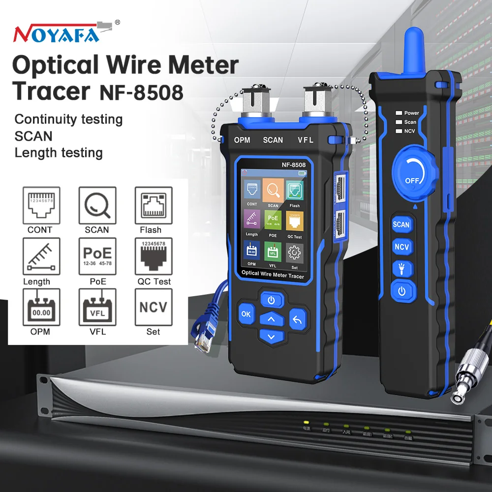 Para NOYAFA-Rede Cable Tester, Medidor de Fio Óptico, Line Finder, Digital LCD Tracer, PoE Checker, recarregável, NF-8508