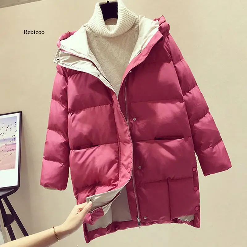 Winter Women Jacket Coats Parkas Women Down Cotton Hooded Overcoat Thick Warm  Female Long Cotton Padded Jackets