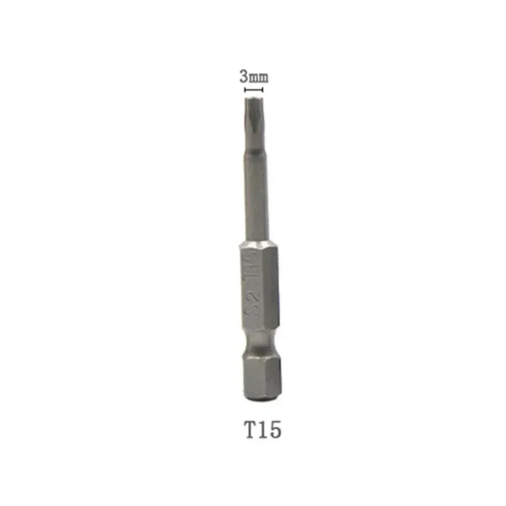 1Pcs 50mm 1/4in Hex Shank Five-Point Magnetic Torx Screwdriver Bit T15 T20 T25 T27 T30 T40 Alloy Steel Screwdriver Bits