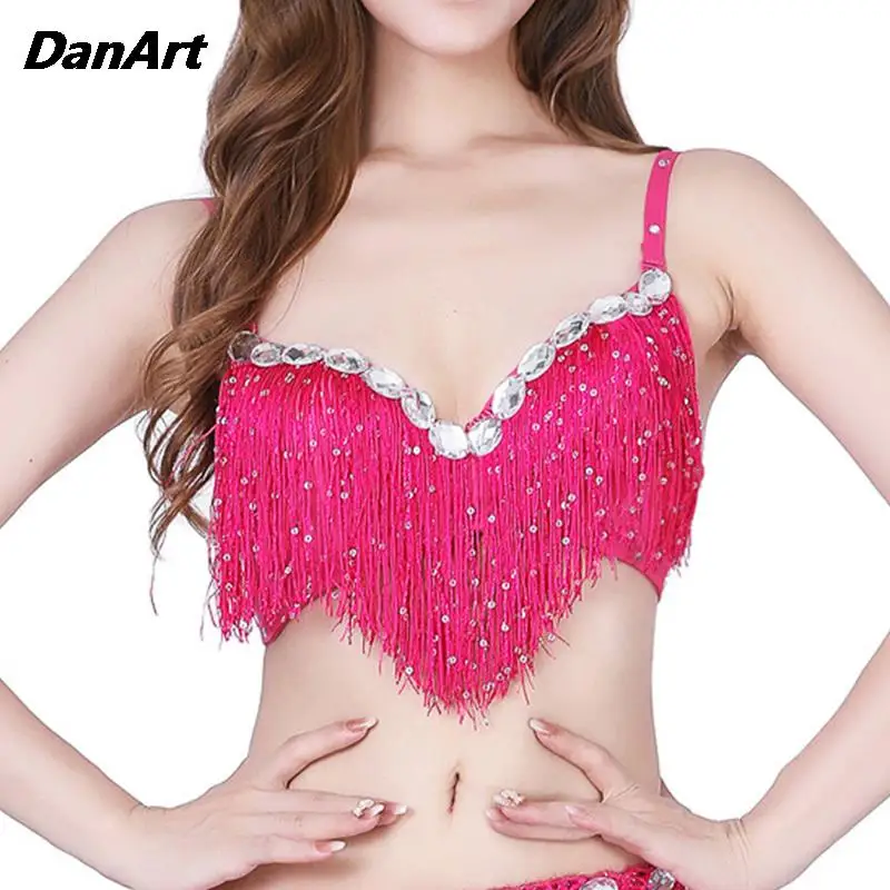 Belly Dance BrasTop European and American Stage Performance Tassel Bra Top Ladies DS Night Club Stage Sequins Beaded Costumes