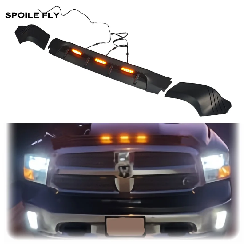 2009 To 2018 Hood Deflector For Dodge RAM 1500 LED Light Hood Protector Matte Black Three Section Lightshield Replacement