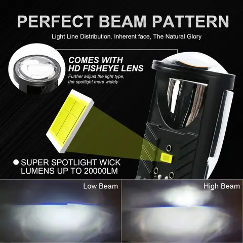 Y6 Turbo Fan H4 LED Headlights Car H4 Mini Projector Lens 6000K Super Bright Auto Hi Lo Beam Bulb Car Bi LED Lens Projector 8 best sales y6 led h4 - №8